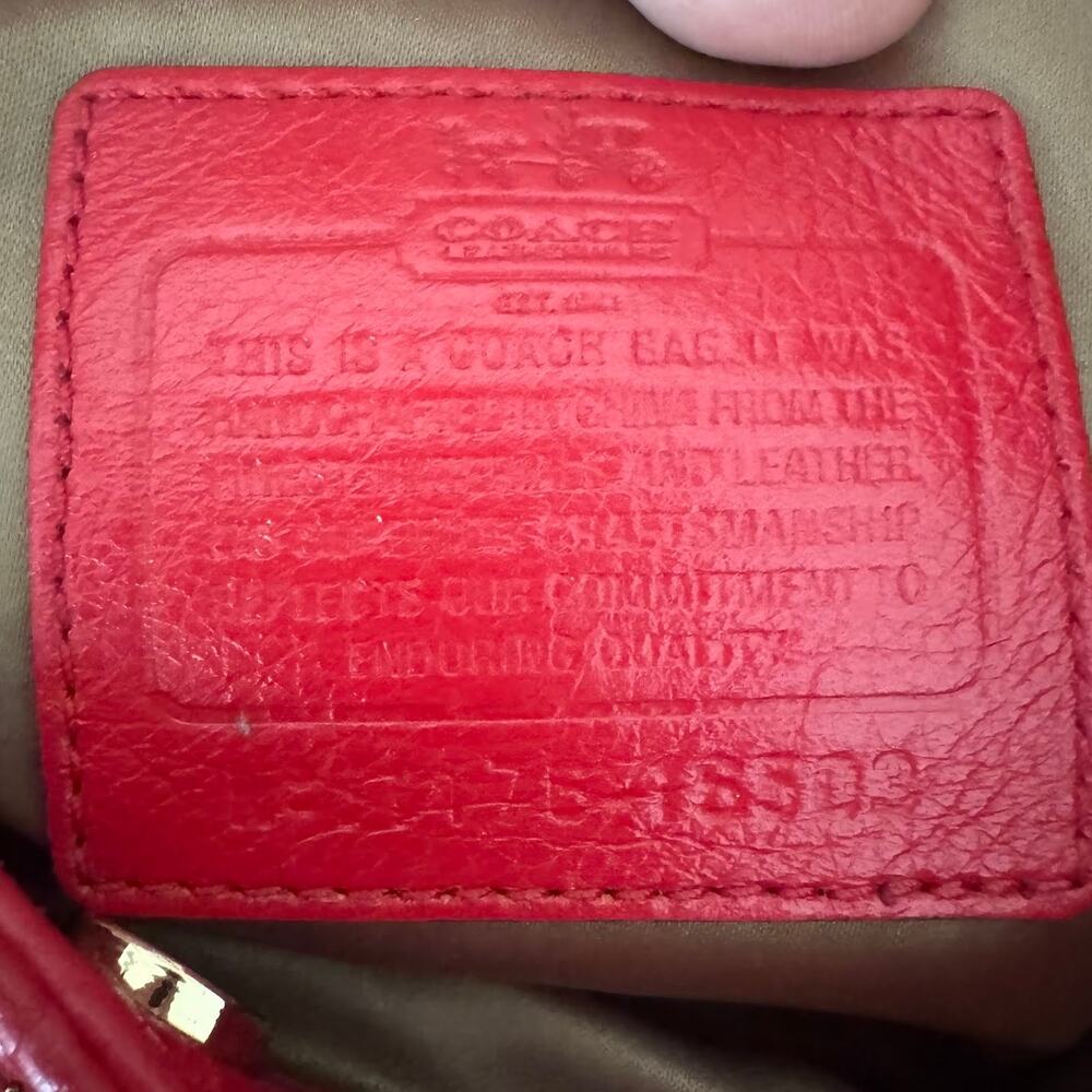 Coach Madison Maggie Red Pebbled Leather Shoulder Bag Large Hobo Purse 16503 - Picture 10 of 13